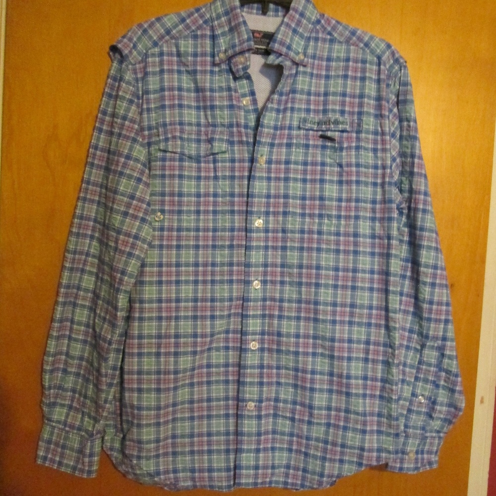 ~ VINEYARD VINES BLUE PLAID HARBOR SHIRT ~